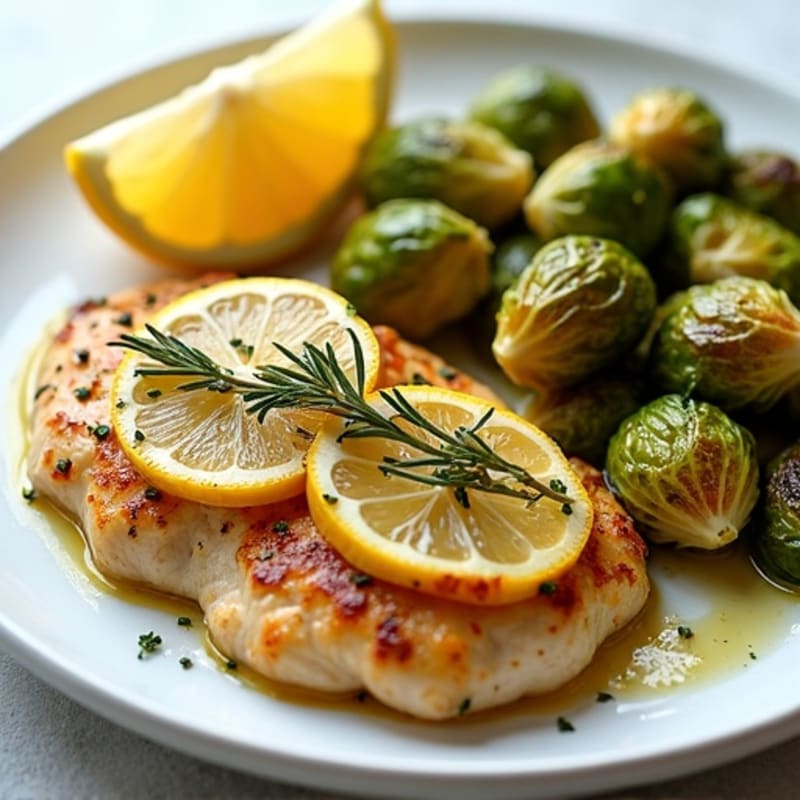 Lemon Herb Roasted Chicken with Crispy Brussels Sprouts
