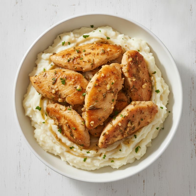 Slow Cooker Garlic Herb Chicken with Yogurt Mashed Potatoes