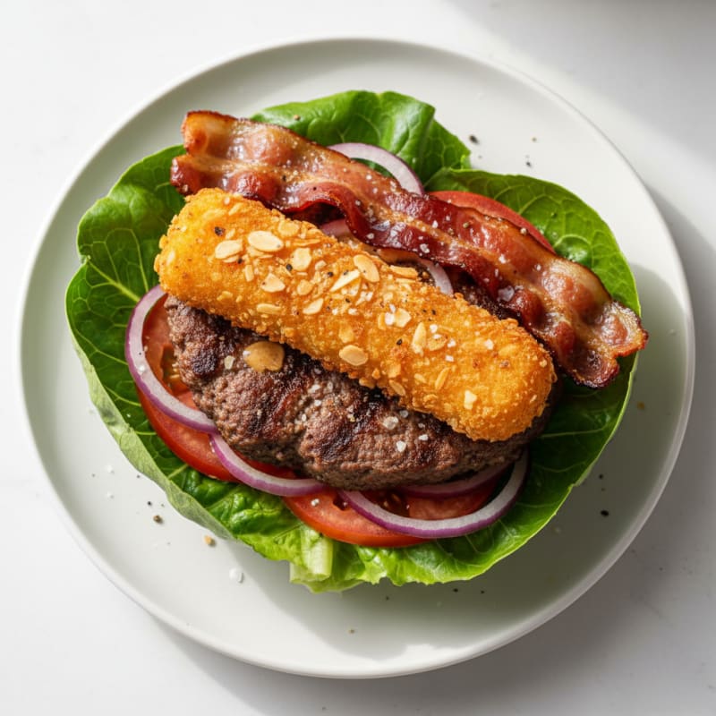 Crispy Mozzarella Stick Bacon Burger