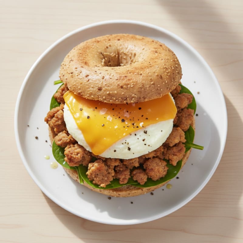 High-Protein Sausage, Egg, and Cheese Bagel