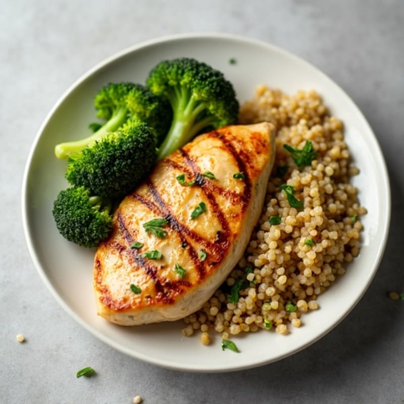Grilled Chicken Breast with Roasted Broccoli and Quinoa