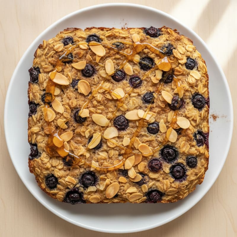 Blueberry-Almond Baked Oatmeal with Honey