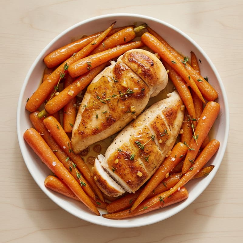 Maple-Glazed Roasted Carrots with Thyme and Chicken