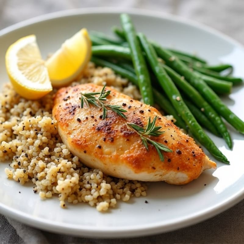 Lemon Herb Roasted Chicken with Crispy Green Beans