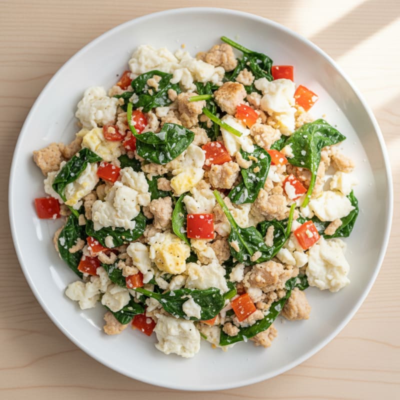 Egg White and Turkey Spinach Scramble