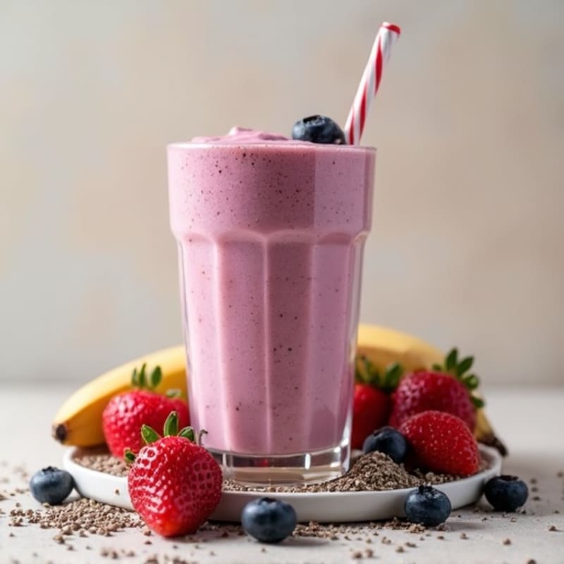 Silky Tofu Protein Smoothie with Chia and Berries