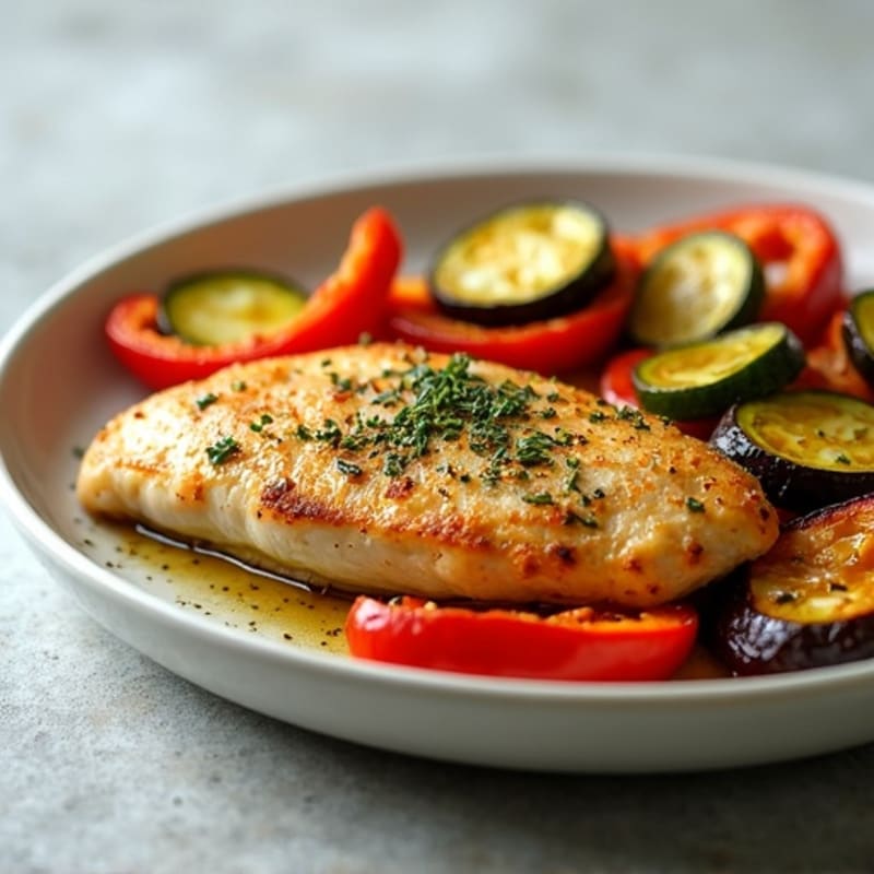 Herb-Crusted Pan Seared Chicken with Roasted Vegetables