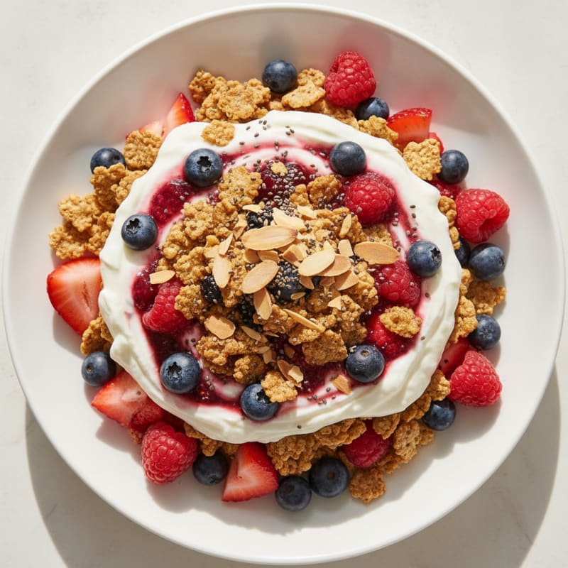 High-Protein Greek Yogurt Parfait with Mixed Berries