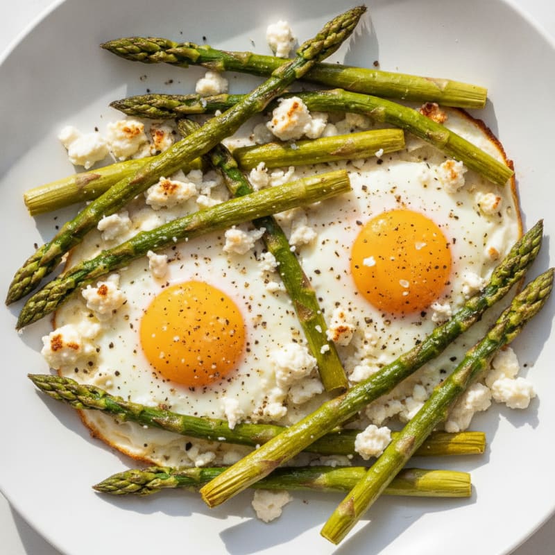 Baked Eggs with Roasted Asparagus