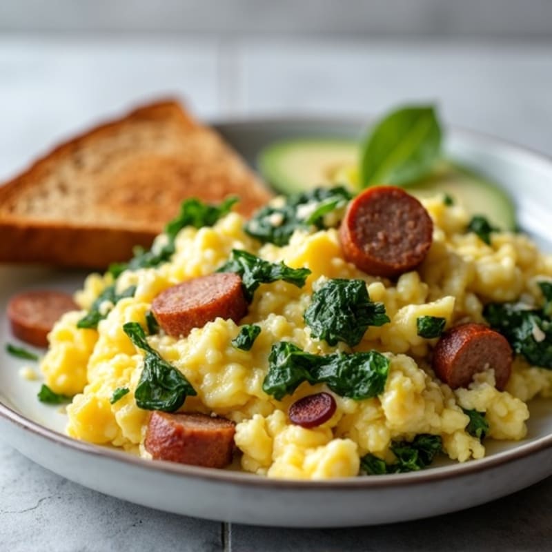 Egg White Scramble with Spinach and Turkey Sausage