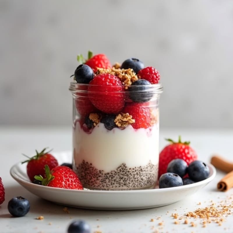 Silky Greek Yogurt Parfait with Chia Seeds and Mixed Berries