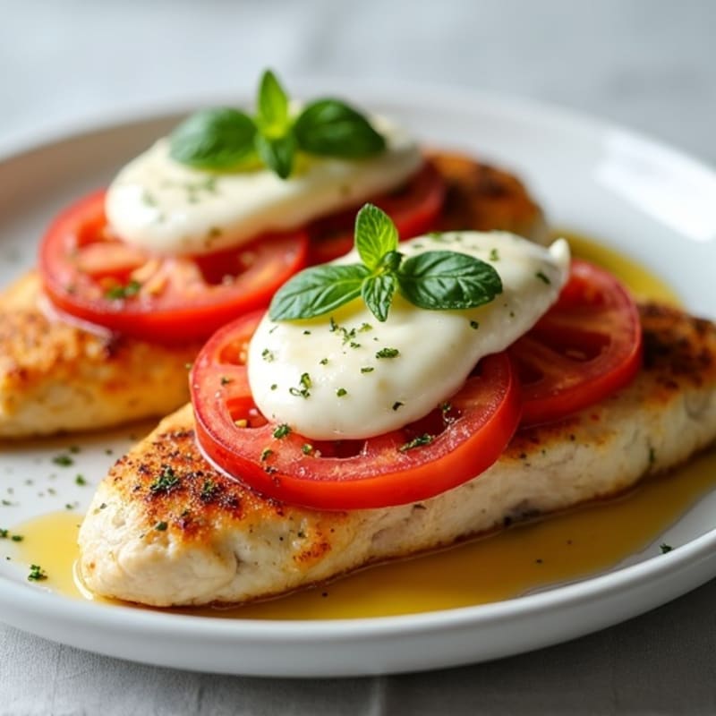 Baked Chicken with Fresh Tomato, Creamy Mozzarella, and Aromatic Basil