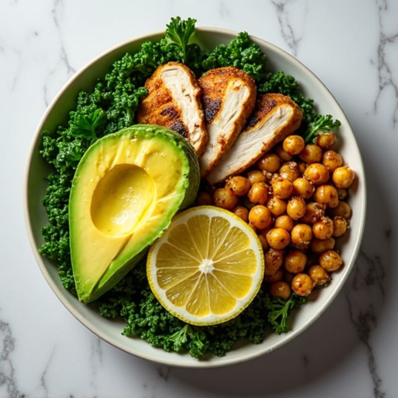 Crunchy Avocado Kale Bowl with Citrus Vinaigrette