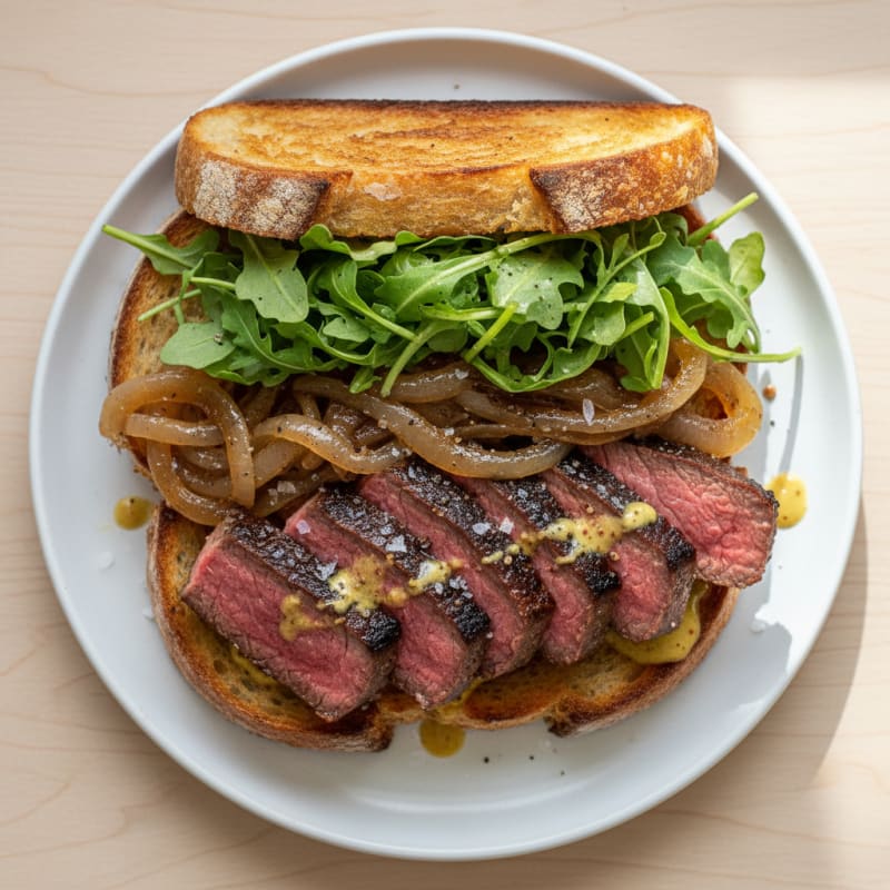 Pan-Seared Steak Sandwich with Caramelized Onions
