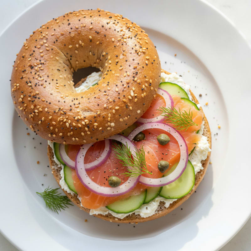 Smoked Salmon Everything Bagel with Cream Cheese