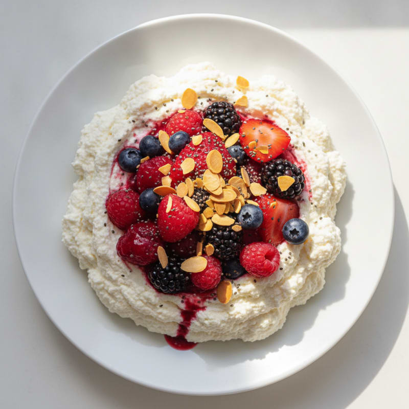Greek Yogurt Protein Mousse with Mixed Berries