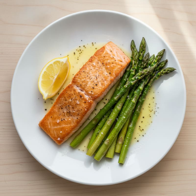 Pan-Seared Salmon with Roasted Asparagus