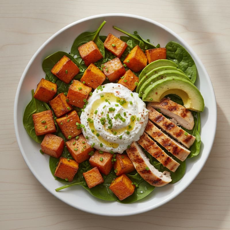 Whipped Cottage Cheese Sweet Potato Bowl