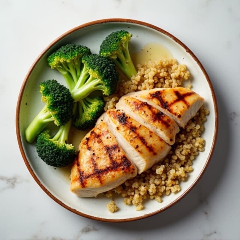 Grilled Chicken Breast with Roasted Broccoli and Quinoa