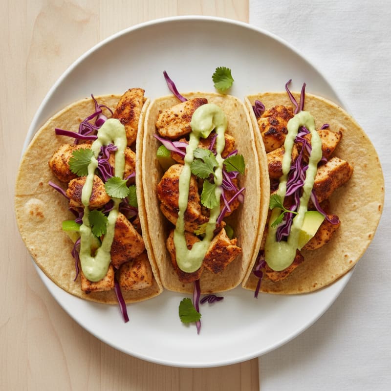 Chicken Tacos with Avocado Crema