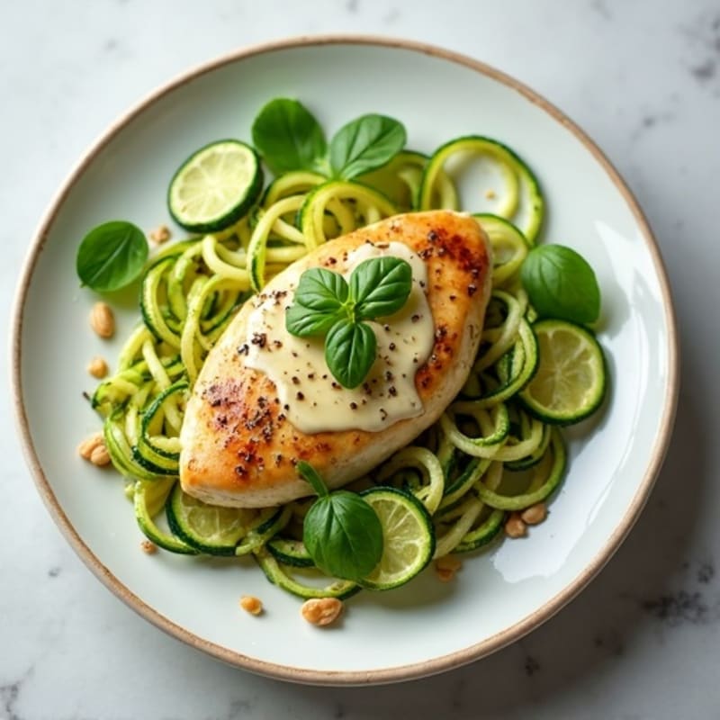 Creamy Pesto Chicken with Zucchini Noodles