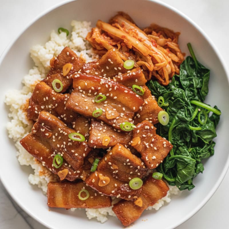 Spicy Gochujang Pork Belly Bowl