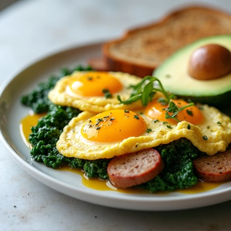 Egg White and Turkey Sausage Scramble with Spinach