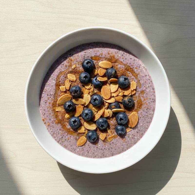 Berry Chia Seed Pudding with Toasted Almonds