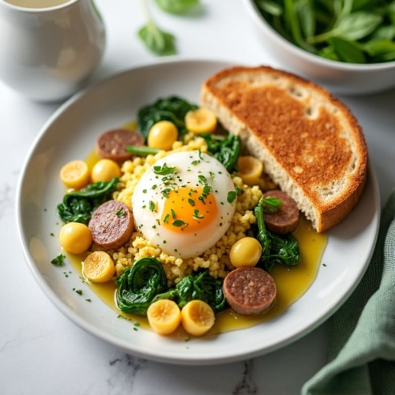 Egg White and Turkey Sausage Scramble with Spinach