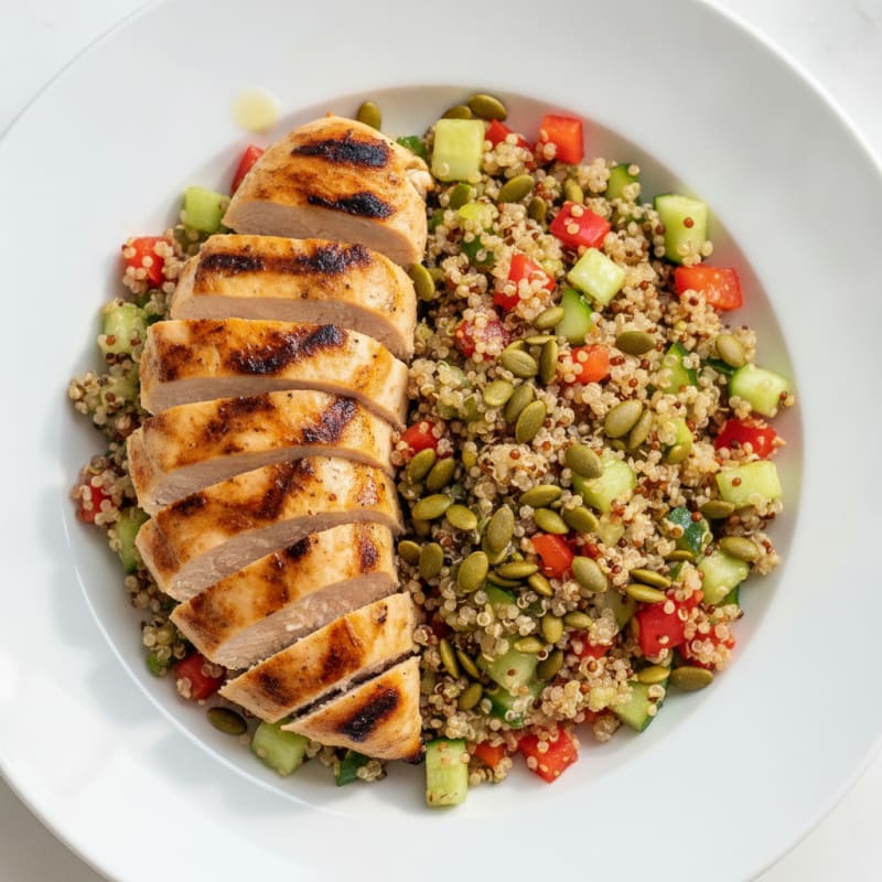 Grilled Chicken Breast with Crunchy Quinoa Salad
