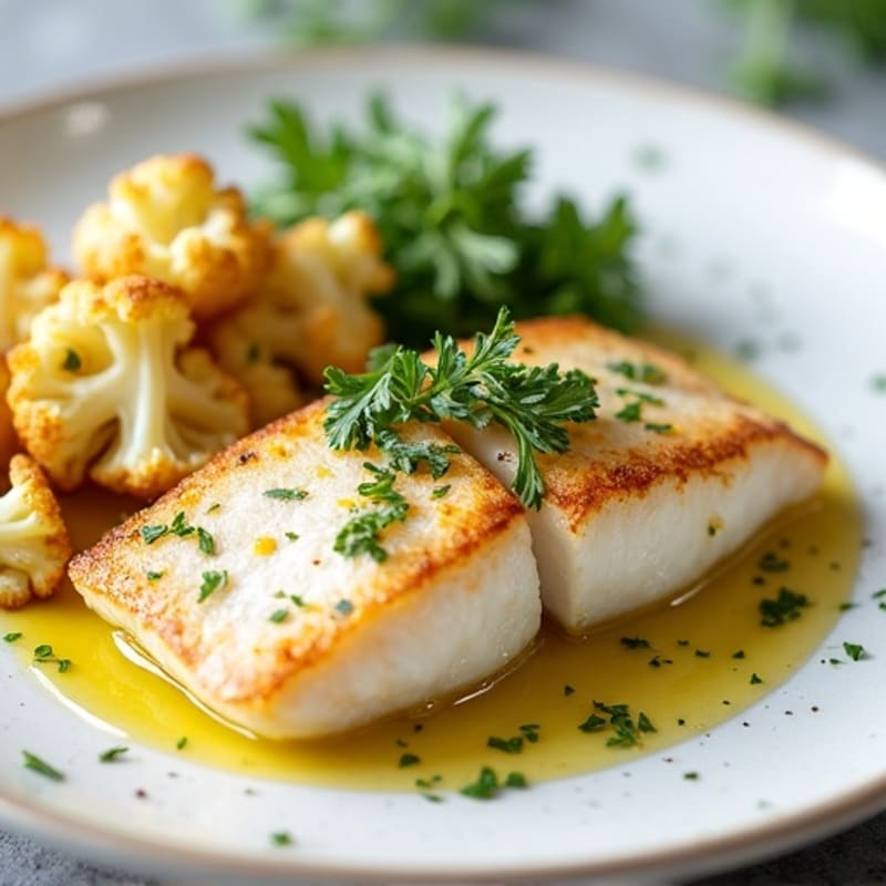 Seared White Fish with Roasted Cauliflower and Herbs