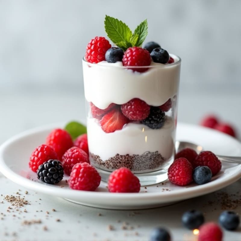 Creamy Greek Yogurt Parfait with Mixed Berries and Chia Seeds