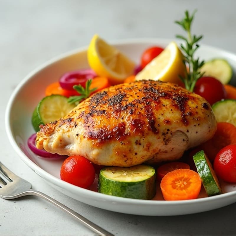 Garlic-Lemon Spiced Roasted Chicken with Crisp Vegetables