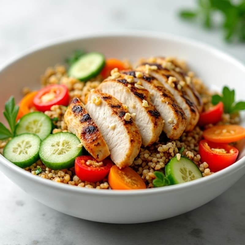 Grilled Chicken and Quinoa Salad with Crunchy Vegetables