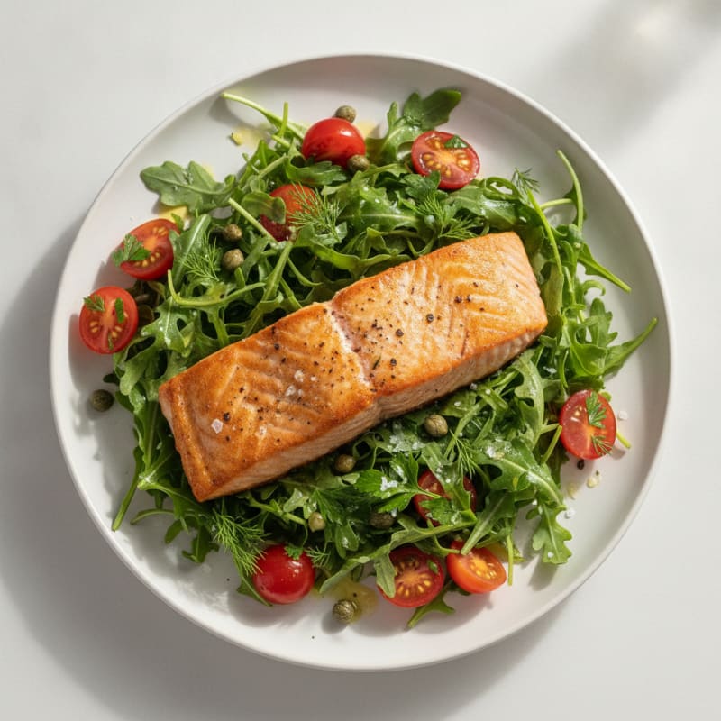 Pan-Seared Salmon with Lemon-Herb Arugula