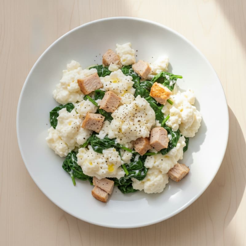 Egg White Scramble with Spinach and Turkey Breast