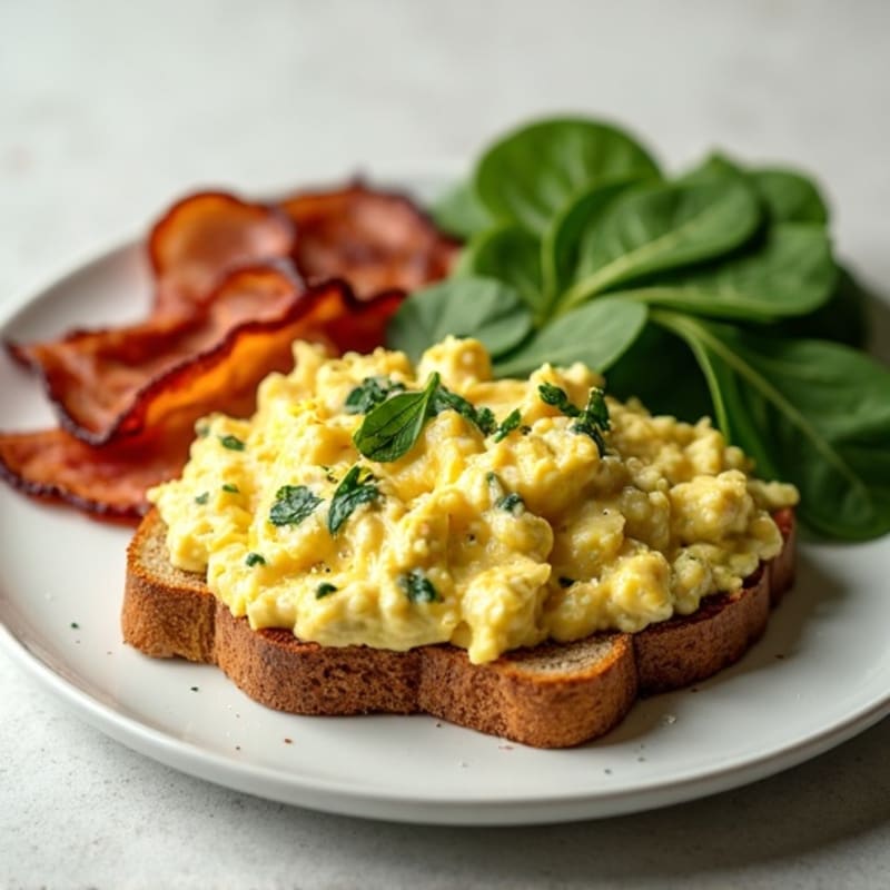 Egg White Scramble with Spinach and Turkey Bacon