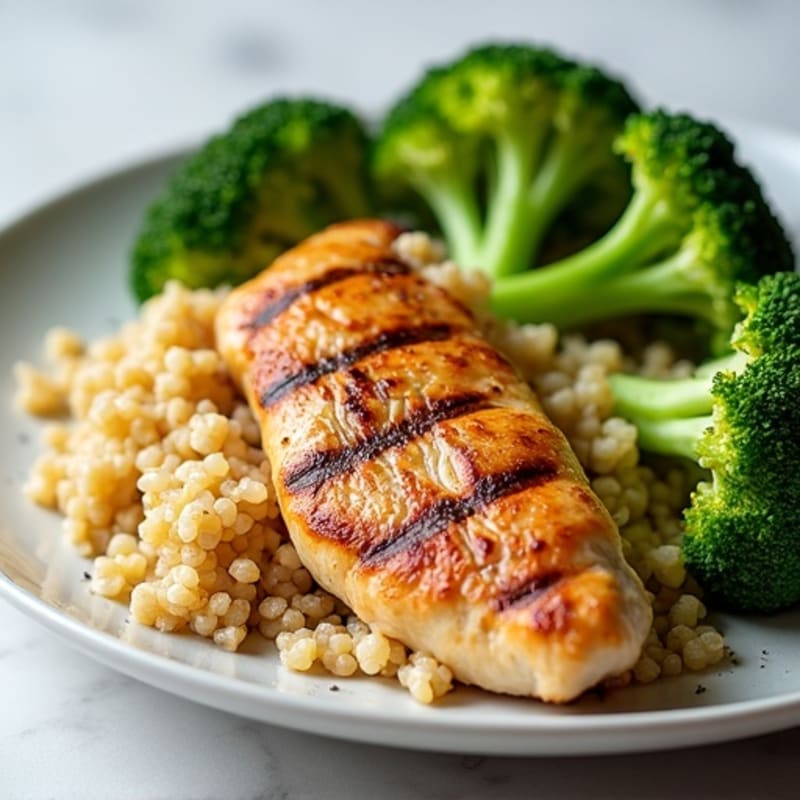 Grilled Chicken Breast with Quinoa and Steamed Broccoli