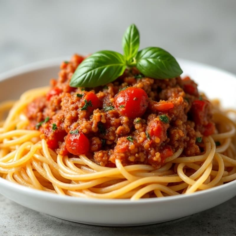 Lean Ground Turkey Meat Sauce with Whole Wheat Spaghetti