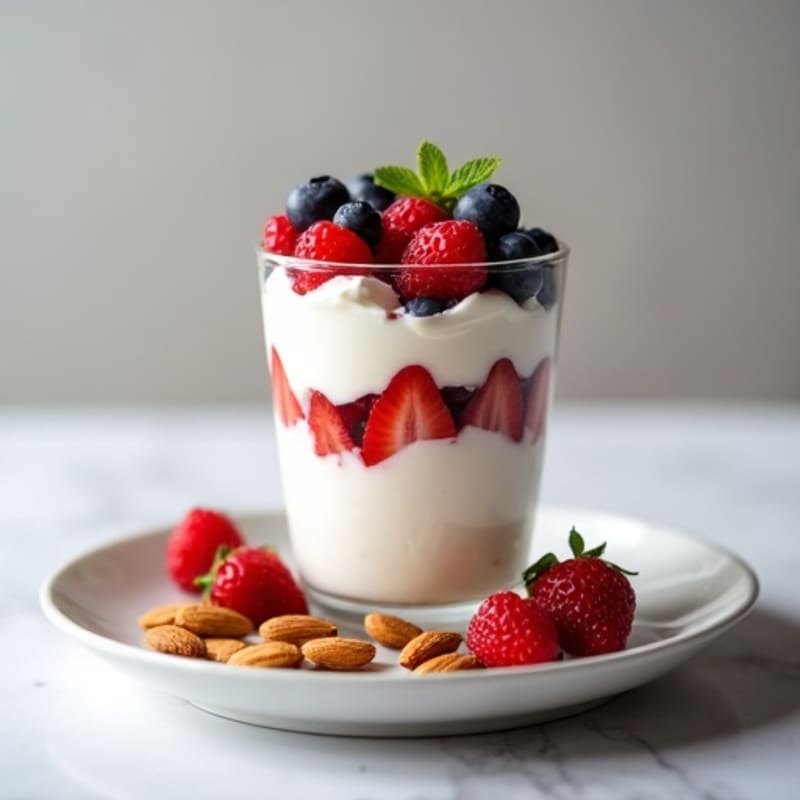 Greek Yogurt Protein Parfait with Berries and Almonds