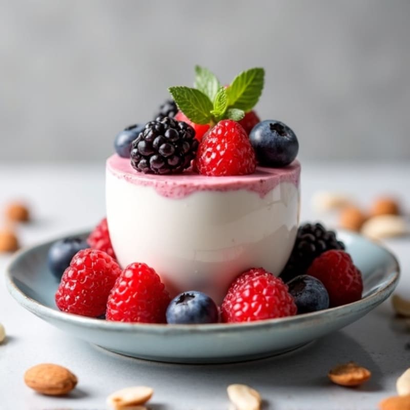 Greek Yogurt Protein Parfait with Mixed Berries and Almonds