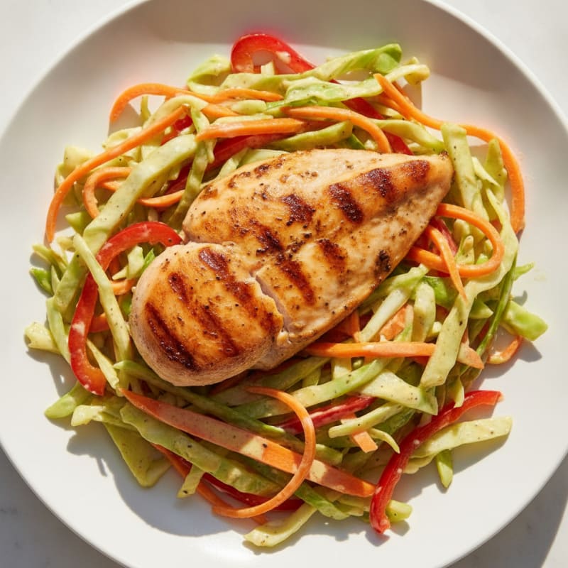 Grilled Chicken Breast with Crunchy Vegetable Slaw