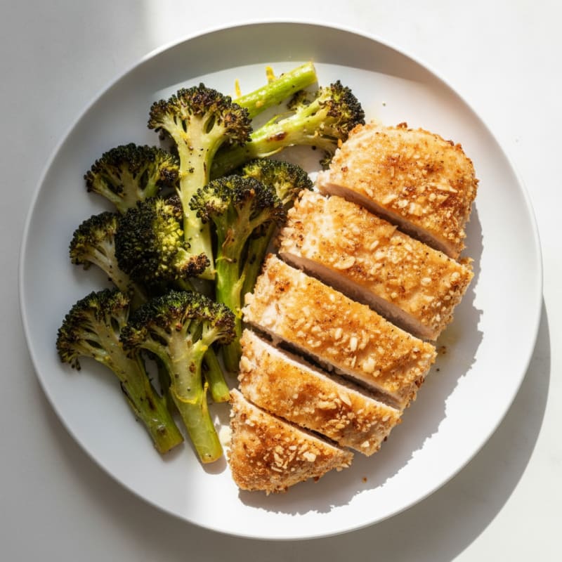 Crispy Chicken Breast with Roasted Broccoli