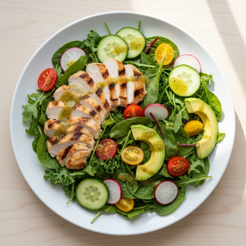 Vibrant Garden Green Salad with Grilled Chicken