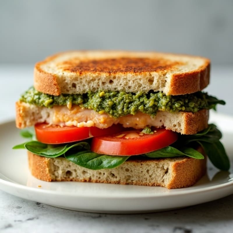Crispy Grilled Turkey Pesto Sandwich