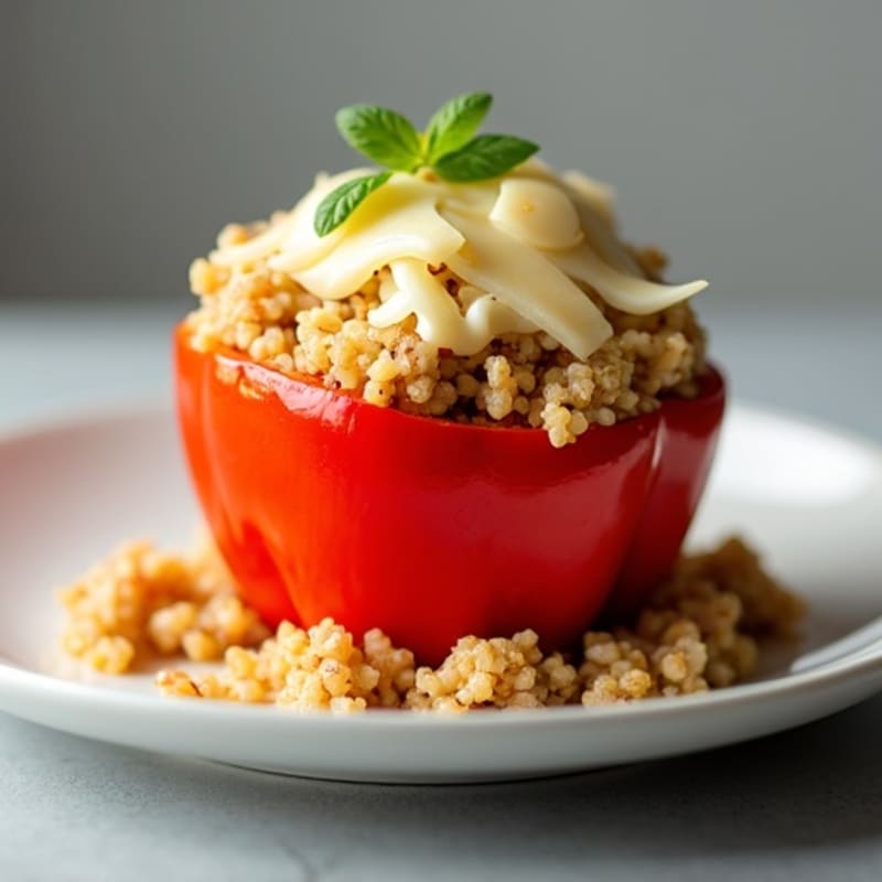 Turkey-Quinoa Stuffed Bell Peppers with Melted Cheese
