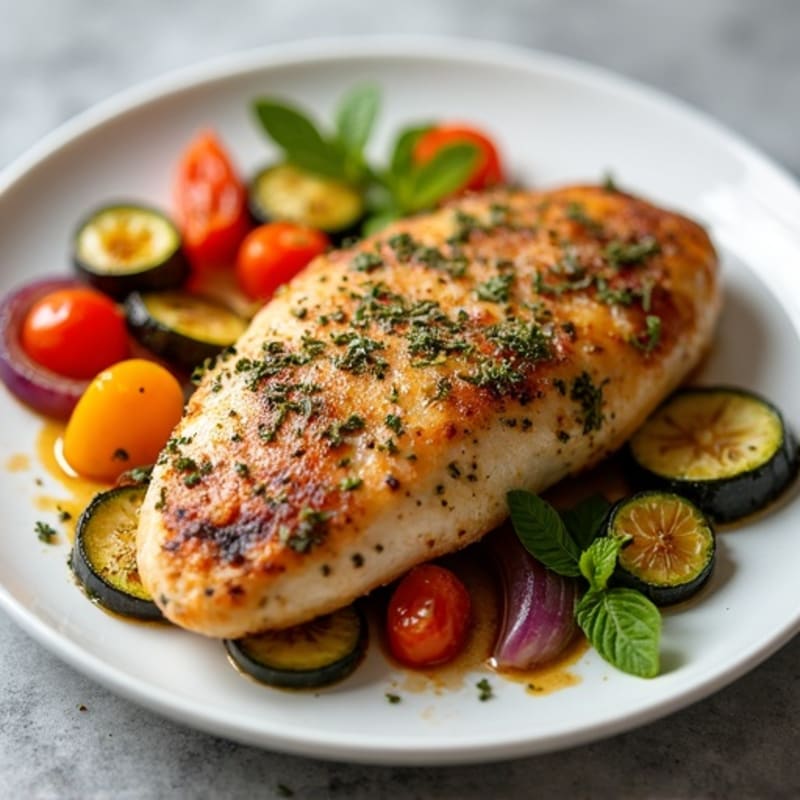 Herb-Crusted Pan Seared Chicken with Roasted Vegetables
