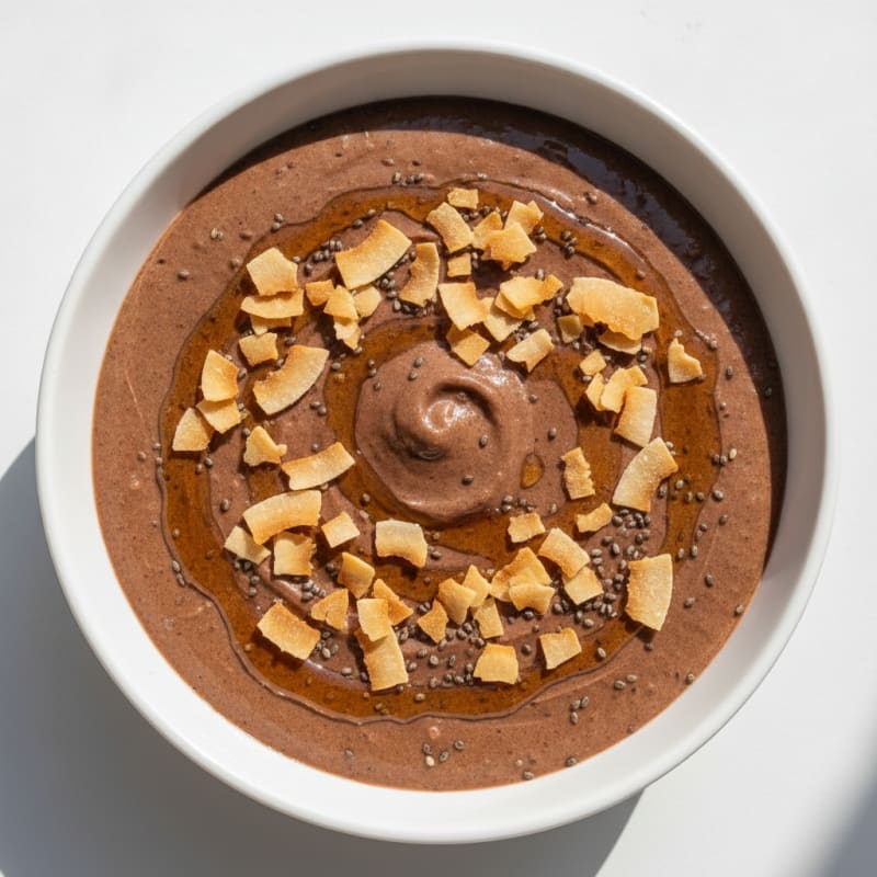 Silky Chocolate Protein Pudding with Toasted Coconut