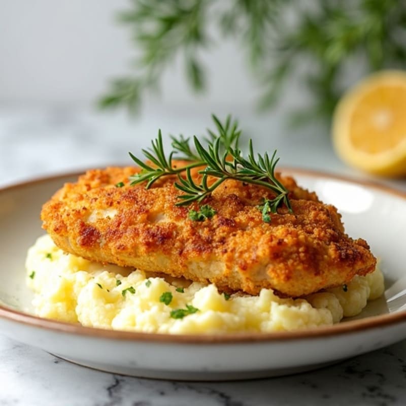 Crispy Oven-Baked Herb Chicken with Cauliflower Mash