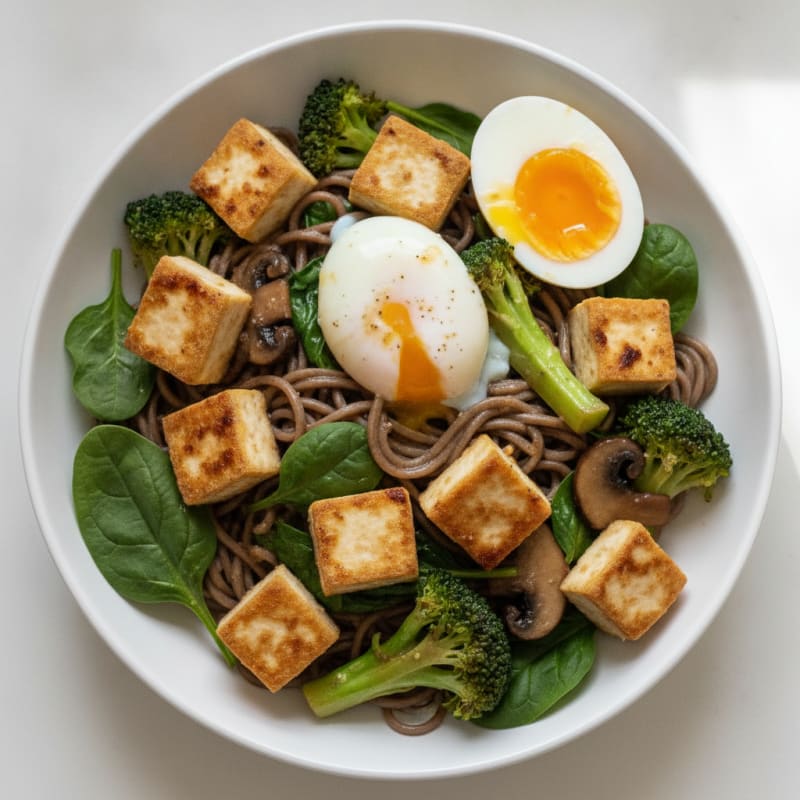 Tofu Soba Noodle Bowl with Miso Dressing